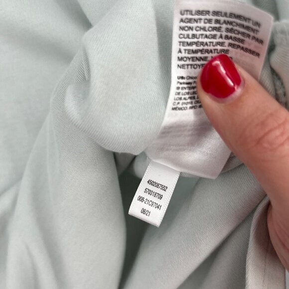 Chicos Mock Neck Tunic Knit Top Size M Coastal Mist Blue Gray Minimal Office NEW - Picture 8 of 12